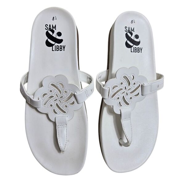 Sam & Libby White Thong Sandals - Picture 1 of 5